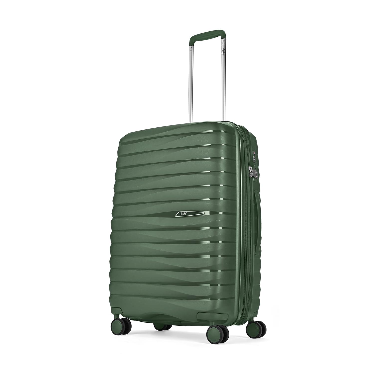 Skybags Float Max 66 Cms Medium Check-in Polypropylene Hardshell Sided Luggage/Suitcase/Inline Expandable Trolley Bag- Green