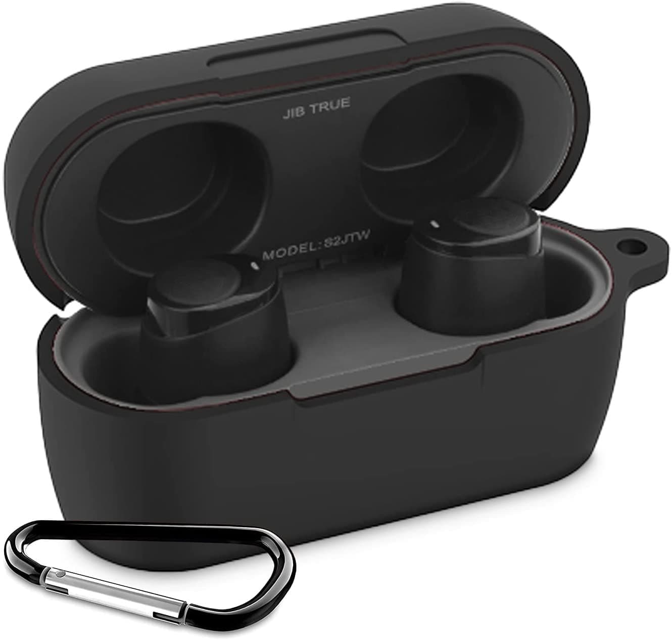 JIB True Case Cover Replacement for Skullcandy Jib True Wireless Earbuds, Black Silicone Protective Sleeve - LEFXMOPHY