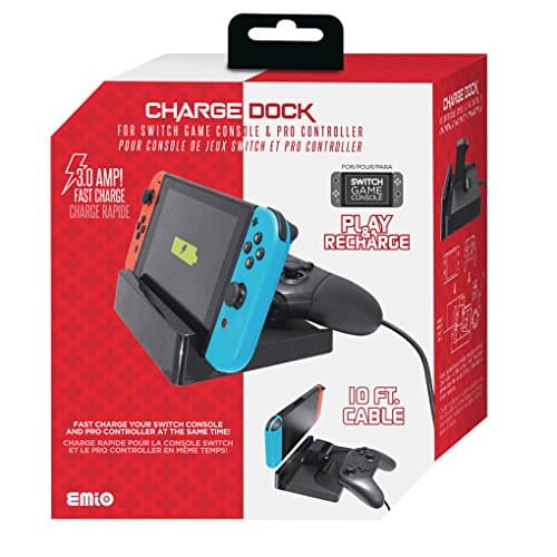 Emio Charge Dock for Nintendo Switch Console,Simultaneously Charges Switch Console and Switch Pro Controller, or Switch Pad