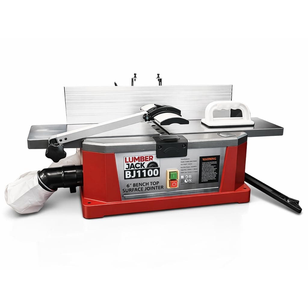 Bench Top Jointer Surface Planer 1100W with Adjustable Fence & Dust Bag, Cutting Width 153mm Depth 3mm