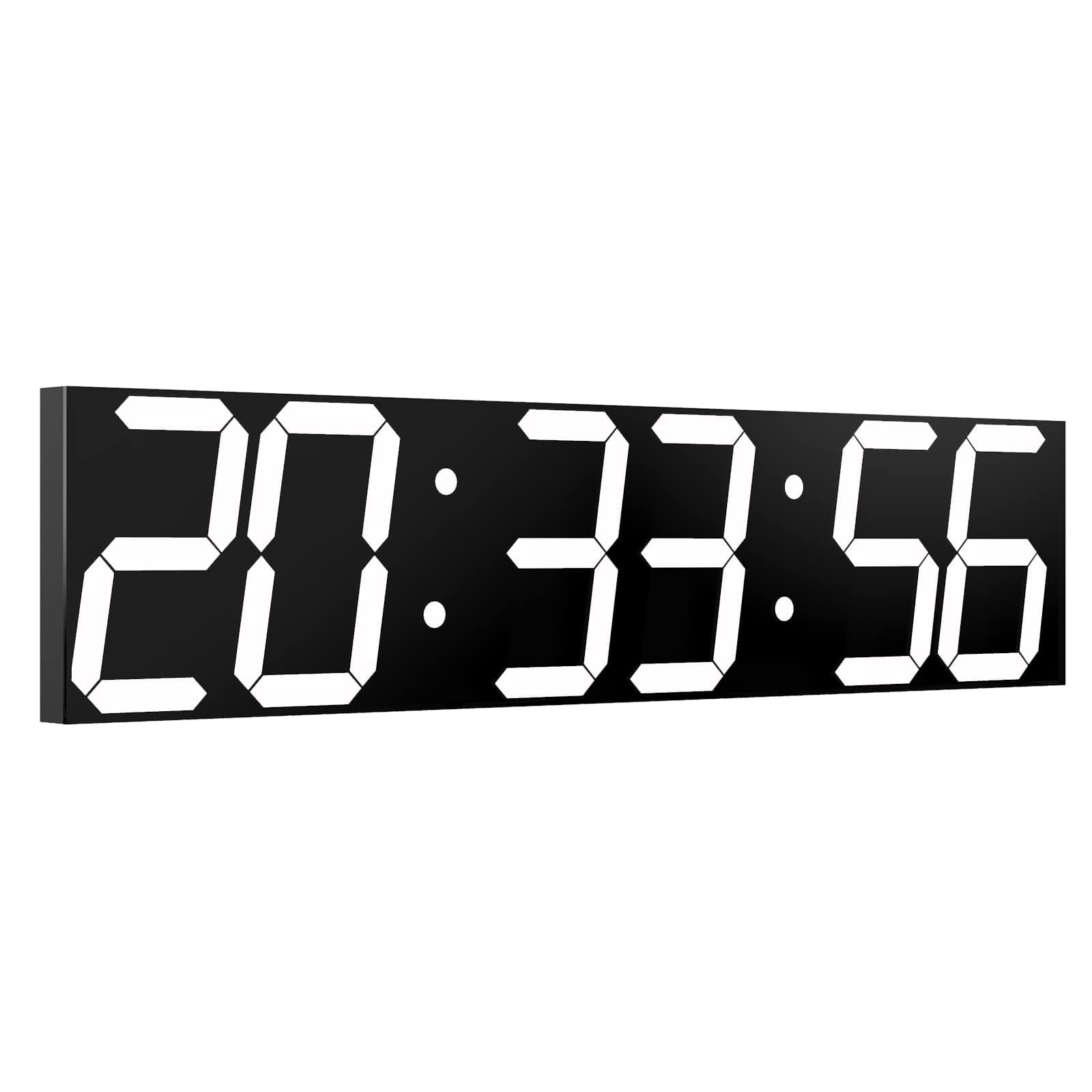 Digital Wall Clock, Oversize Led Digital Clock with Auto Dimmer, Huge Countdown Timer with Remote Control, 27" Wide Led Display, 6 Digits, Wall Mount, Date and Temperature (White)