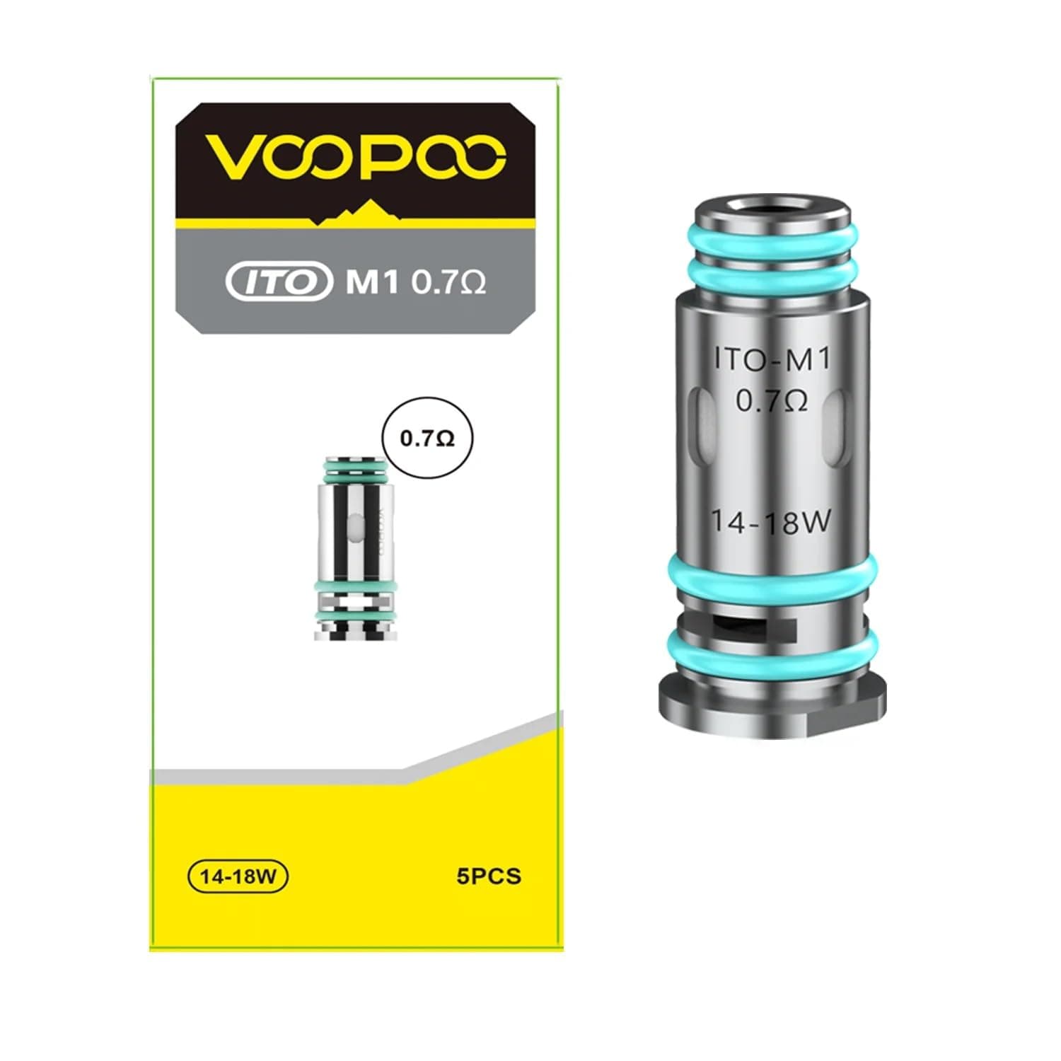 ITO Coils, M1 Replacement Coils 0.7ohm, Precision-Engineered Coils for Enhanced Flavor and Smooth Vapor Production, Works with Drag Q Kit, Doric Q Kit, Argus P1 Kit, Pack of 5, No Nicotine
