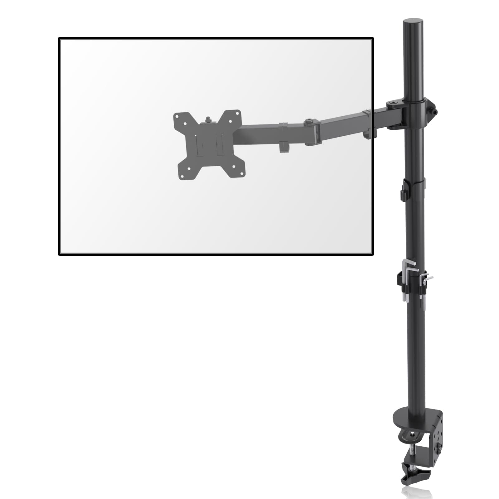 Single Monitor Arm Desk Mount Fully Adjustable Monitor Stand for 1 / One Screen up to 32 inch Extra Tall 31.5 inch Pole,Black (MD6821)