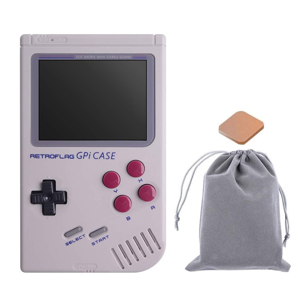 Retroflag GPi CASE for Raspberry Pi Zero 2 W/Raspberry Pi Zero/Zero W with Flannel bag,Copper Heatsink, Portable Retro GameBoy Raspberry Pi case with Safe Shutdown