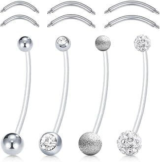 Pregnancy Belly Button Rings Long Bar 38mm Sport Maternity Flexible Bioplast Clear Navel Belly Rings Piercing Retainer for Pregnant Women Mix Style