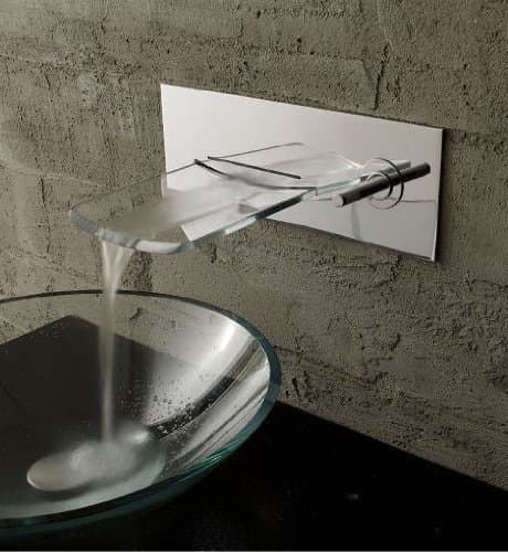 VDOMUS® Chromed Single Handle Widespread Waterfall Copper Pull-Out Bathroom Faucet, Wall Mount Glass Bathtub,Kitchen Sink Lavatory Faucet