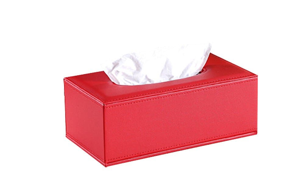 R-LivE Luxury PU Leather Rectangular Tissue Box Holder [Red] L