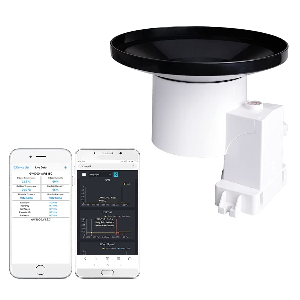 WH40 Wireless Self-Emptying Rain Collector Rainfall Sensor - Accessory Only, Can Not Be Used Alone