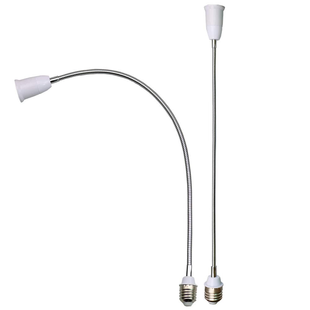E26/E27 Light Socket Extender Adapter,E26 To E26 Extender, 58Cm/22.5 Inch Extension,Bendable Flexible Gooseneck Adjustable Extension Adaptor (2-Pack)