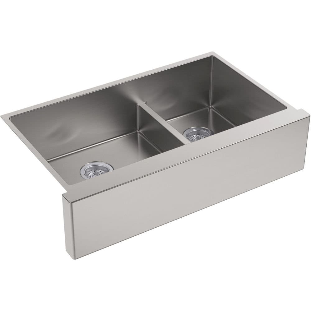 K-5416-NA Strive Self-Trimming SmartDivide Undermount Large/Medium Double-Bowl Kitchen Sink with Tall Apron , 35 1/2 x 21 1/2", Stainless Steel
