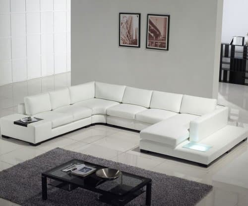 Modern White Leather Sectional Sofa LF-2029