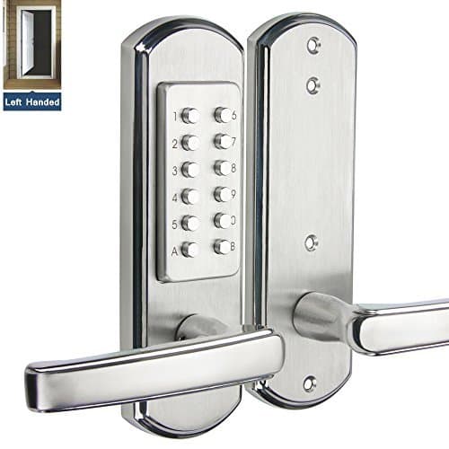 Left Handed Door Keyless Entry Door Lock Mechanical Digital Code Lock-Not Deadbolt(Only for The Door Opens Inward & Need to Drill Additional 4 Holes)