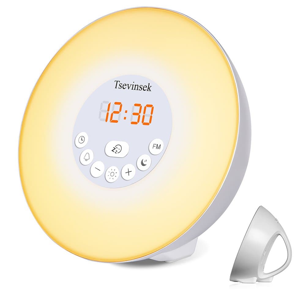 IREALIST Wake Up Light Sunrise Sunlight with 7 Colors, Bedside Lamp with Snooze Function, Nature Sounds, FM Radio