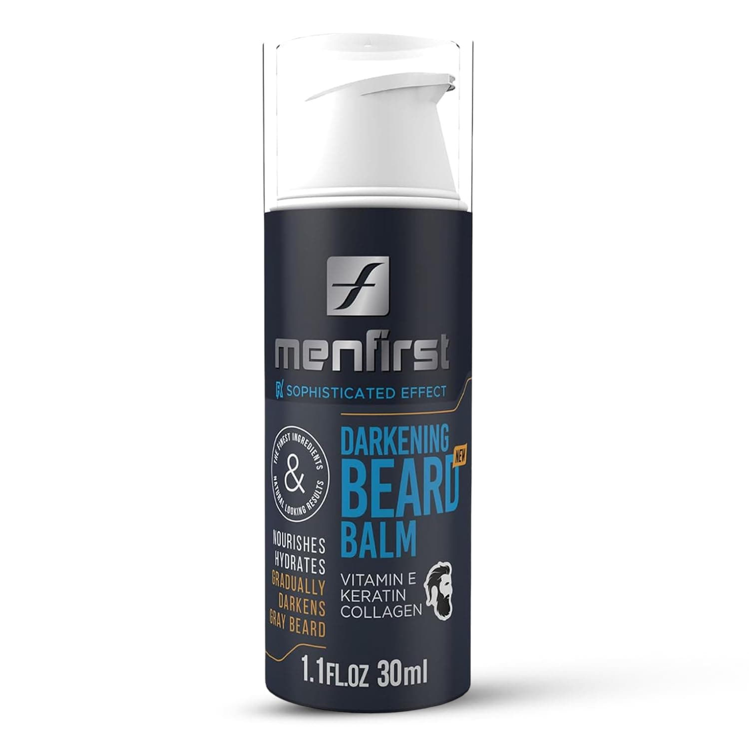MENFIRST Darkening Beard Balm for Men with Sensitive Skin – Gray & White Hair Reducing Leave-In Conditioner with Keratin, Collagen & Vit. E – Dark Shades – 1 Fl Oz (Pack of 1)