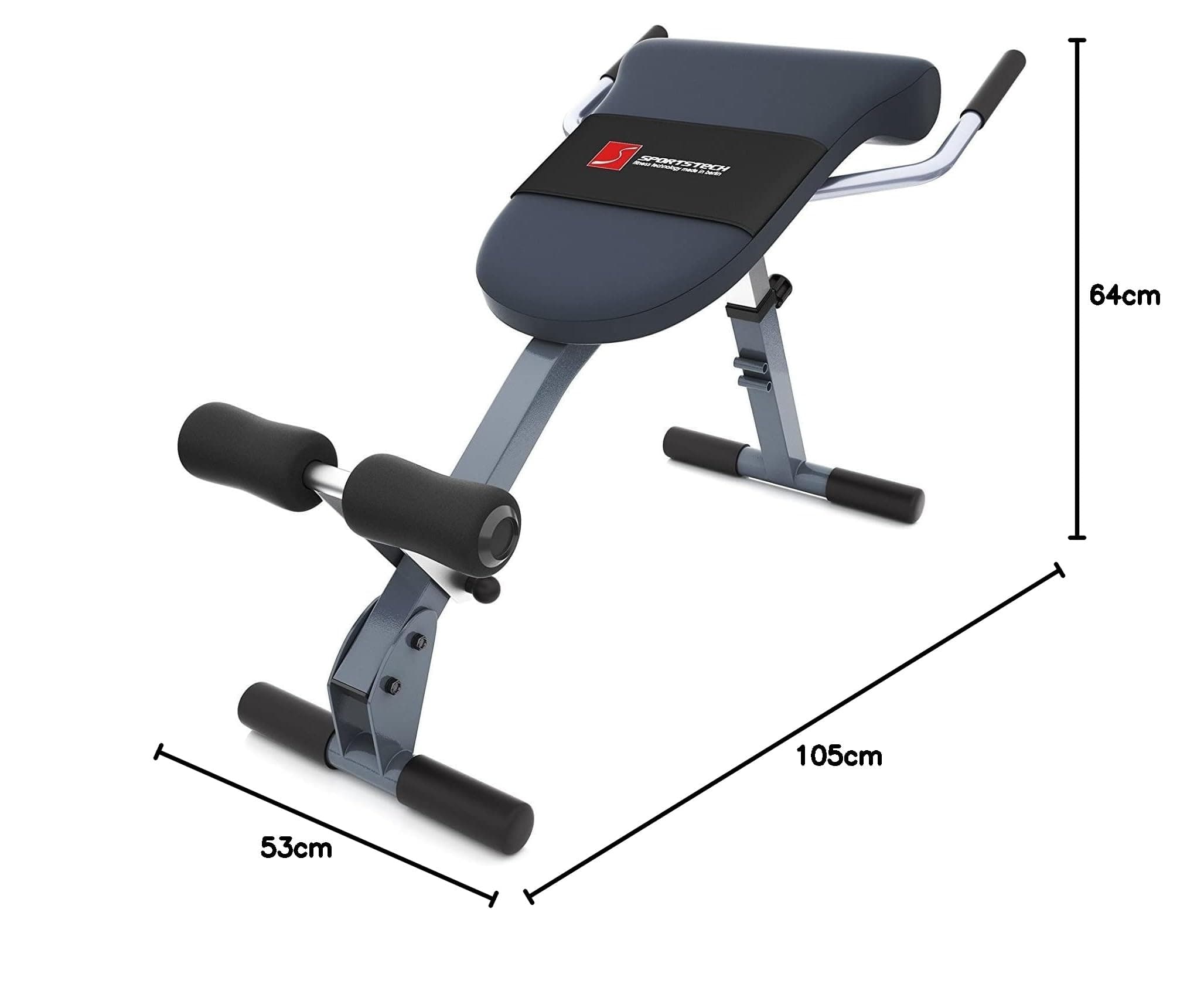 Sportstech Back and Abdominal Exercise Device Multifunctional 3-in-1 BRT200, Angled Folding Sit-up Bench Hyper Extension, Foldable, Home, Fitness, Exercise 5 Angles