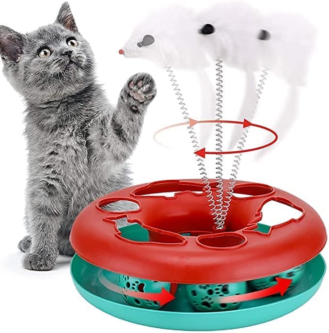 KsPups Circle Cat Interactive with Ball I and Catch The Mouse Motion to Exercises and Satisfy I Pet’s Natural Instinct with Fun Toy Ideal Small Dogs - Color As Vary
