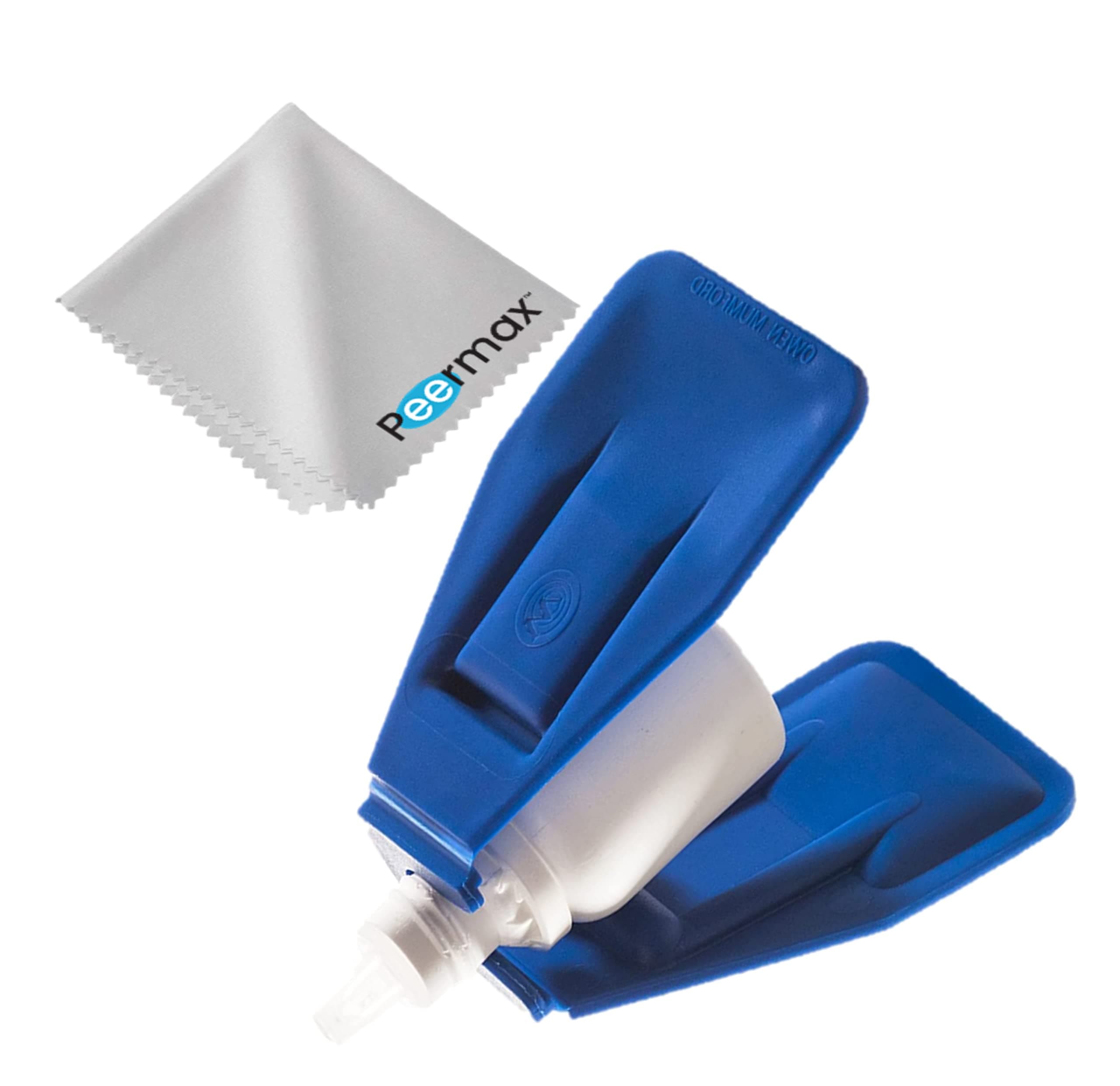Eye Drop Aid, AutoSqueeze Eye Drop Bottle Squeezer, Also Includes a Free Bonus Peermax Microfiber Cleaning Cloth, Works with Most Eye Drop Bottles,