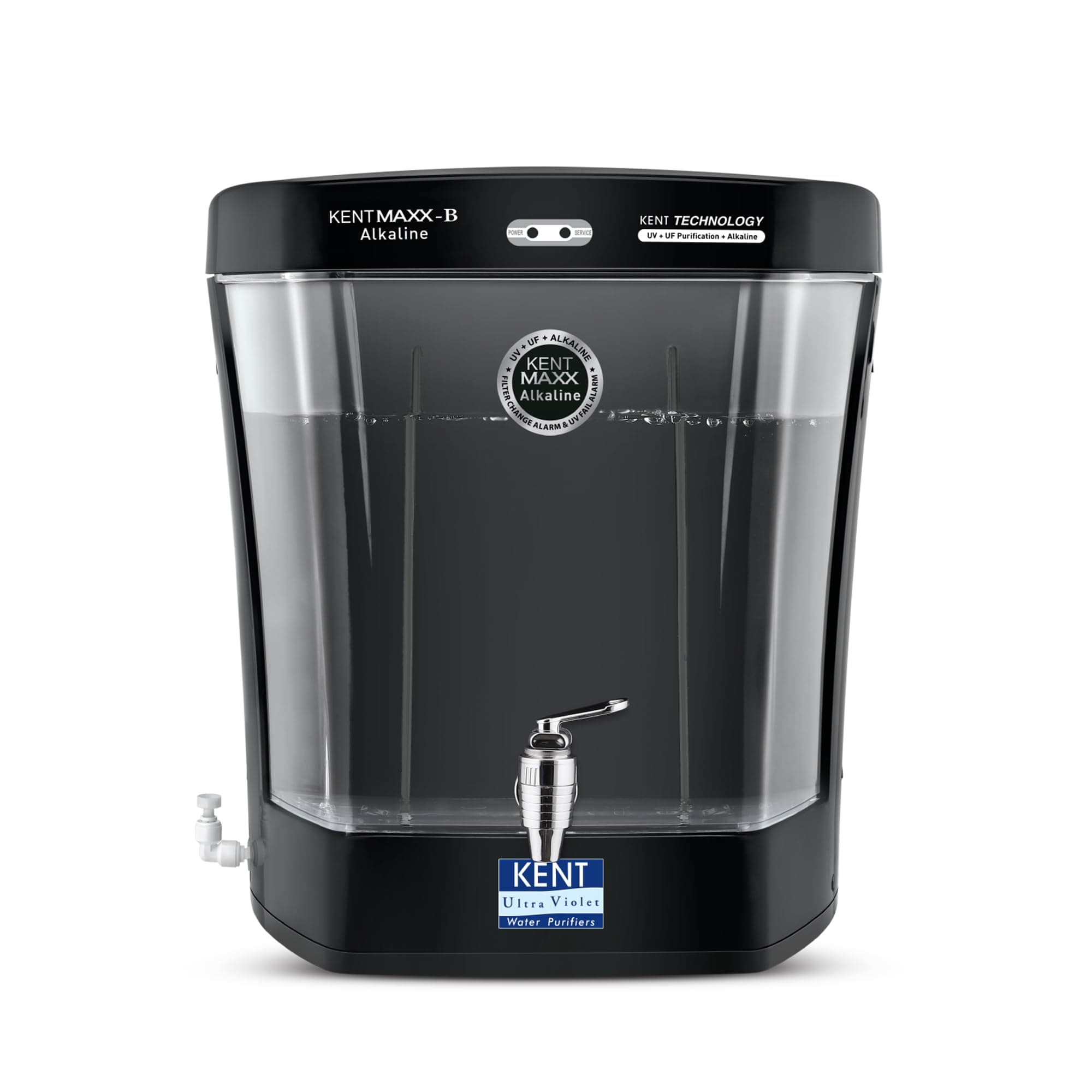 KENTMaxx Alkaline-B for Drinking Home | Smart Alkaline Technology | Multiple Purification Process UV + UF + Alkaline | Detachable Washable Tank | Filter Change Alarm | 7L Storage Capacity | Black
