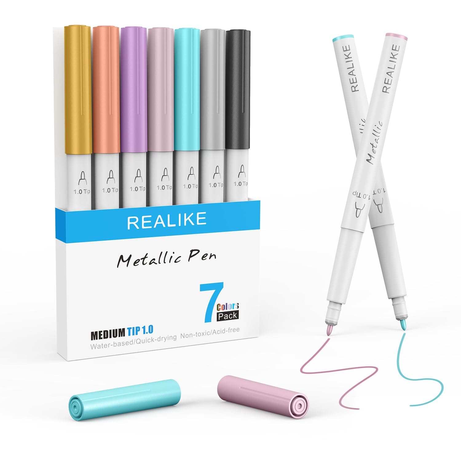 Metallic Markers Compatible with Cricut Maker 3/4/Explore 3/Air 2/Air Metallic Marker Pens 7 Medium Point Marker Pens 1mm for Drawing, Coloring, Writing Letters