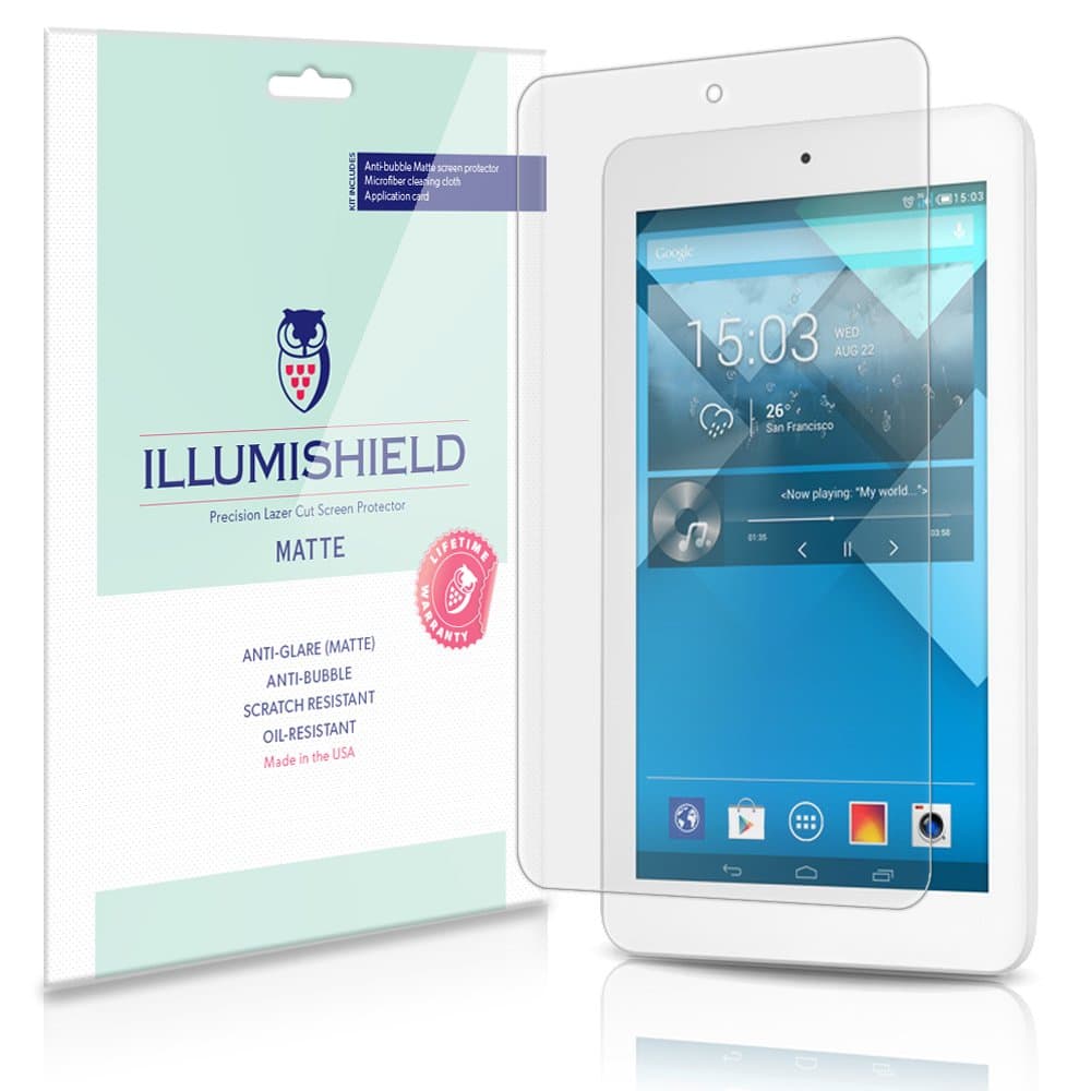 ILLUMISHIELD Matte Screen Protector Compatible with Alcatel OneTouch Pop 7 (3-Pack) Anti-Glare Shield Anti-Bubble and Anti-Fingerprint PET Film