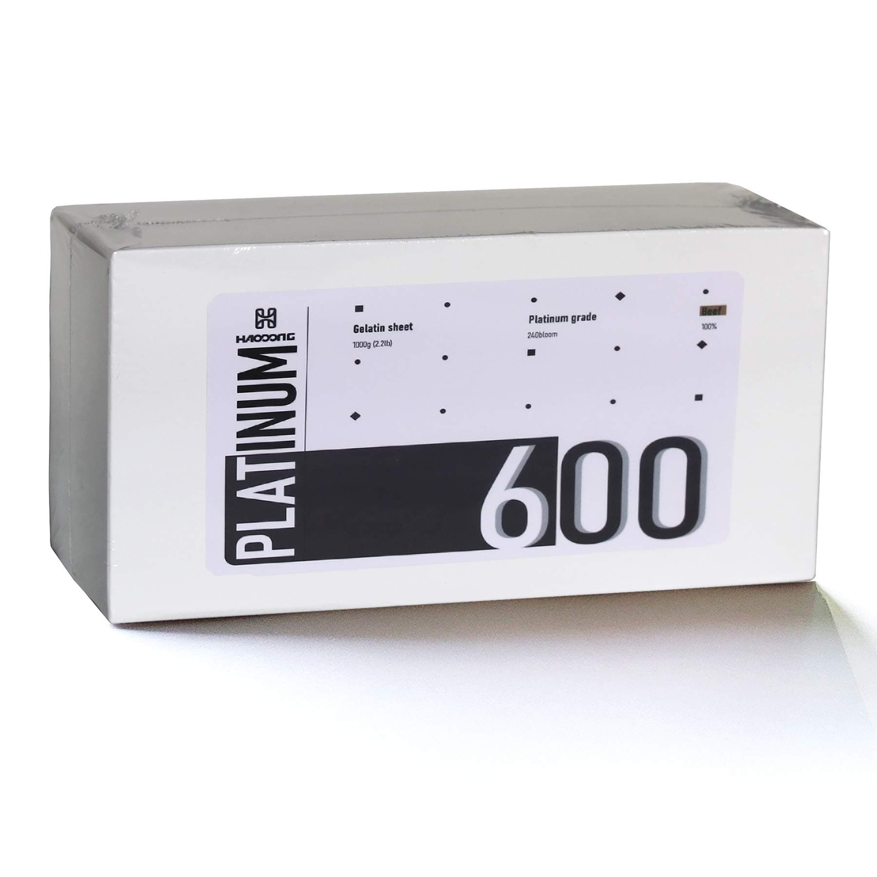 Haodong Beef Platinum Leaf Gelatin Sheets - 450-500 Sheets, 1KG (2.2LBS), 240Bloom Gelatin Leaves for Mousse Mirror Glaze Cream Cake Dessert Jellies