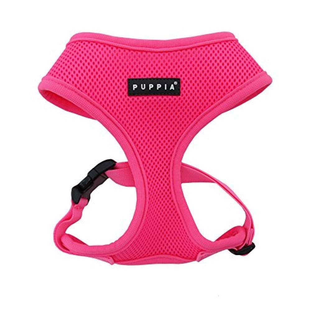 Puppia Soft Harness A - M Over-The-Head Soft Mesh Harness Neon Pink