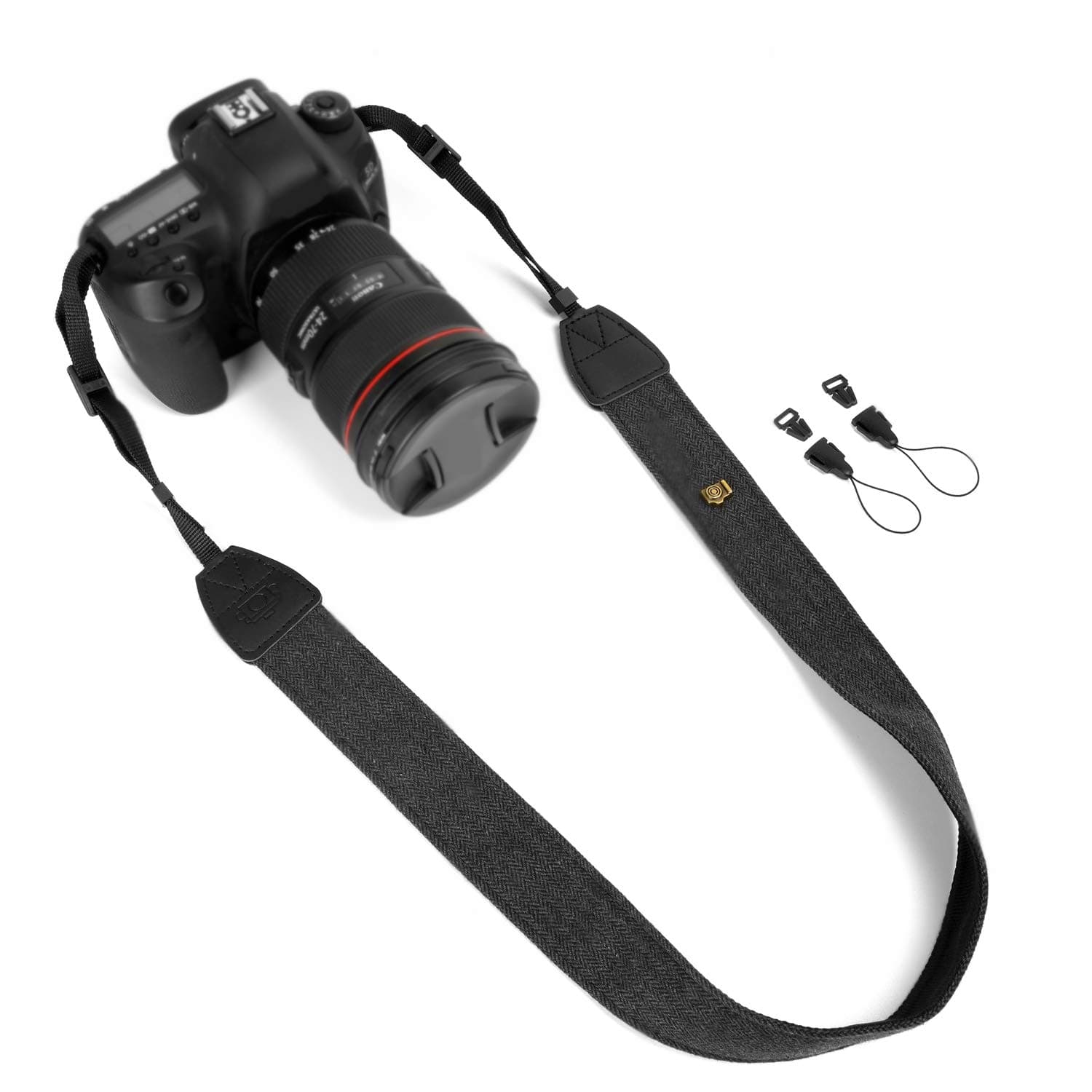 Camera Strap Black Canvas Neck Shoulder Strap with Quick Release Buckles for DSLR SLR