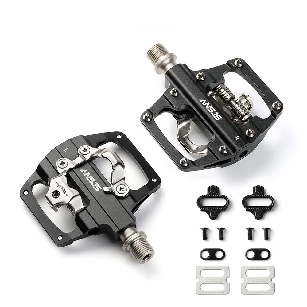 MTB Mountain Bike Pedals Dual Function/Sided Platform Compatible with SPD Clipless Pedal 3 Sealed Bearings Lightweight Aluminum 9/16″ Bicycle Pedals with Cleats for Road（M213）