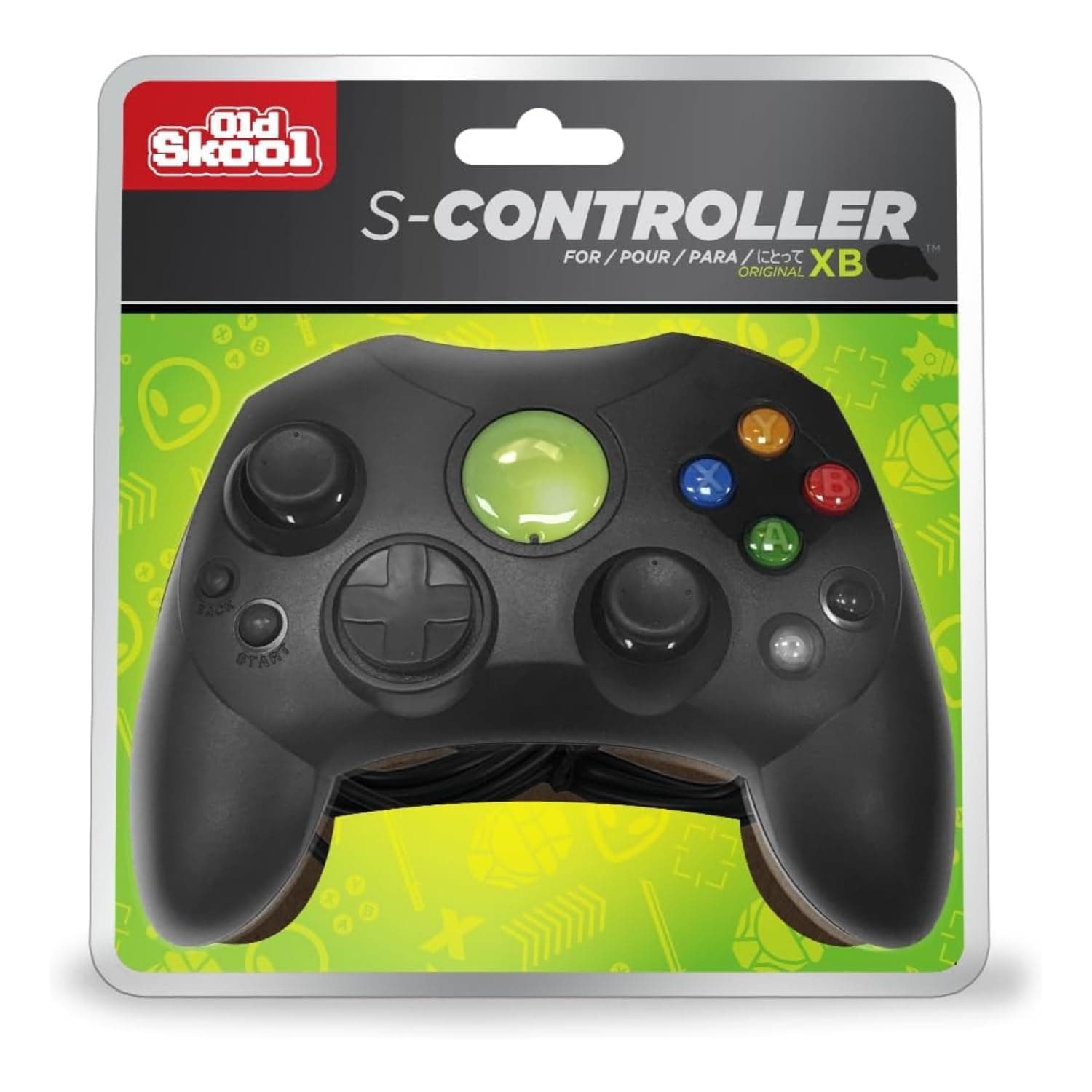 Old Skool Xbox Controller S-Type Wired Game Pad - Black