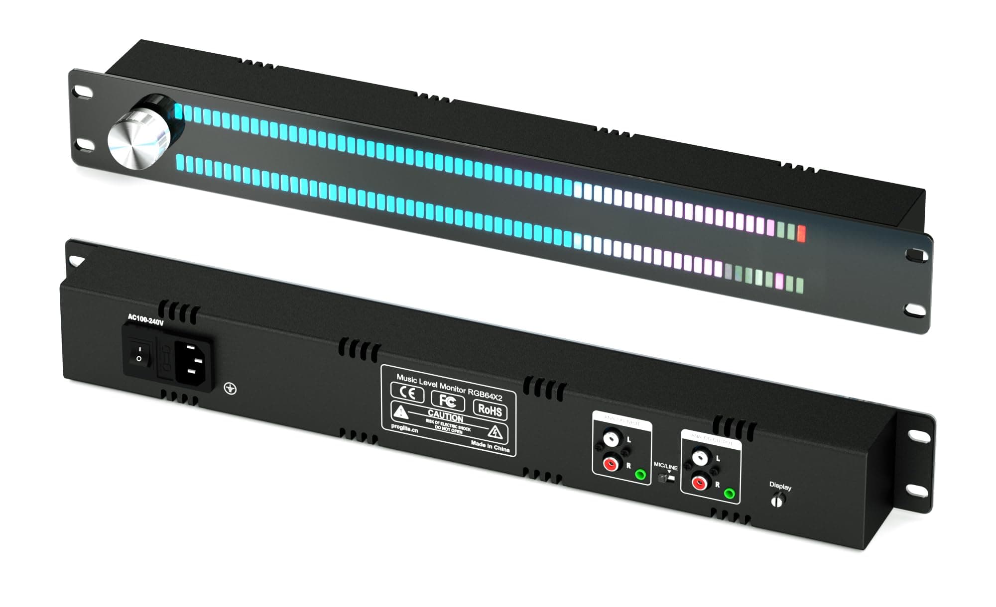 Generic Audio Spectrum Analyzer, 1.5U VU Meter, LED Spectrum Analyzer Home Audio Music Spectrum Display Meter, Music Level Indicator Light, Voice or Remote Control, Melody Rhythm Ambient Lamp