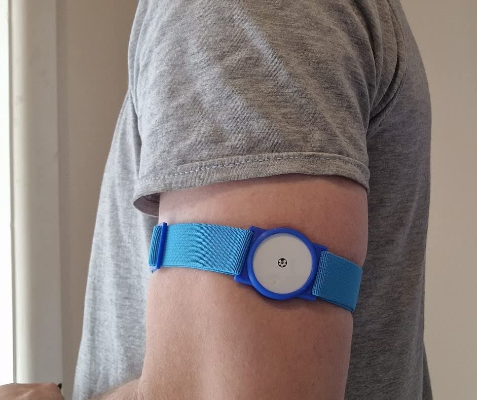Sensor Armband Holder/Protector Compatible with Freestyle Libre 1/2 - Blue w Blue Straps