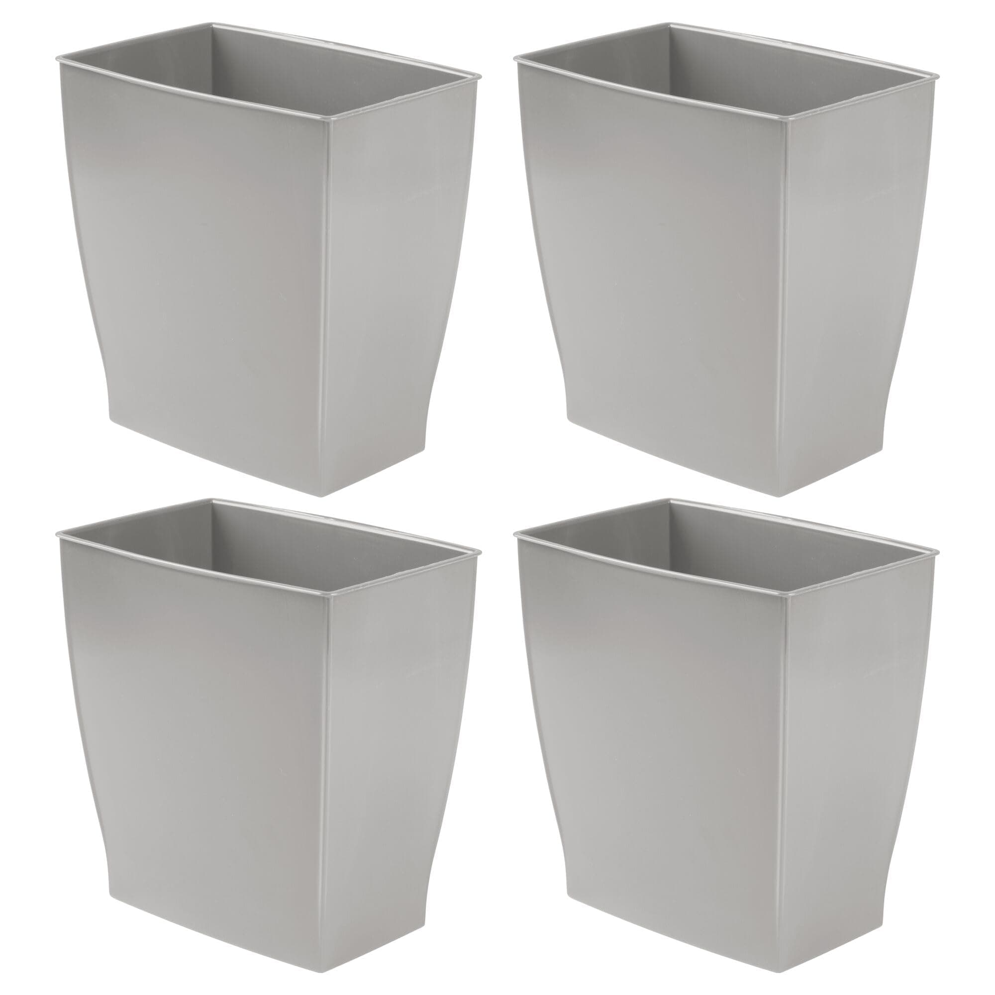 iDesign Small Bathroom Trash Set of 4-Gray Mono Rectangular Can M4