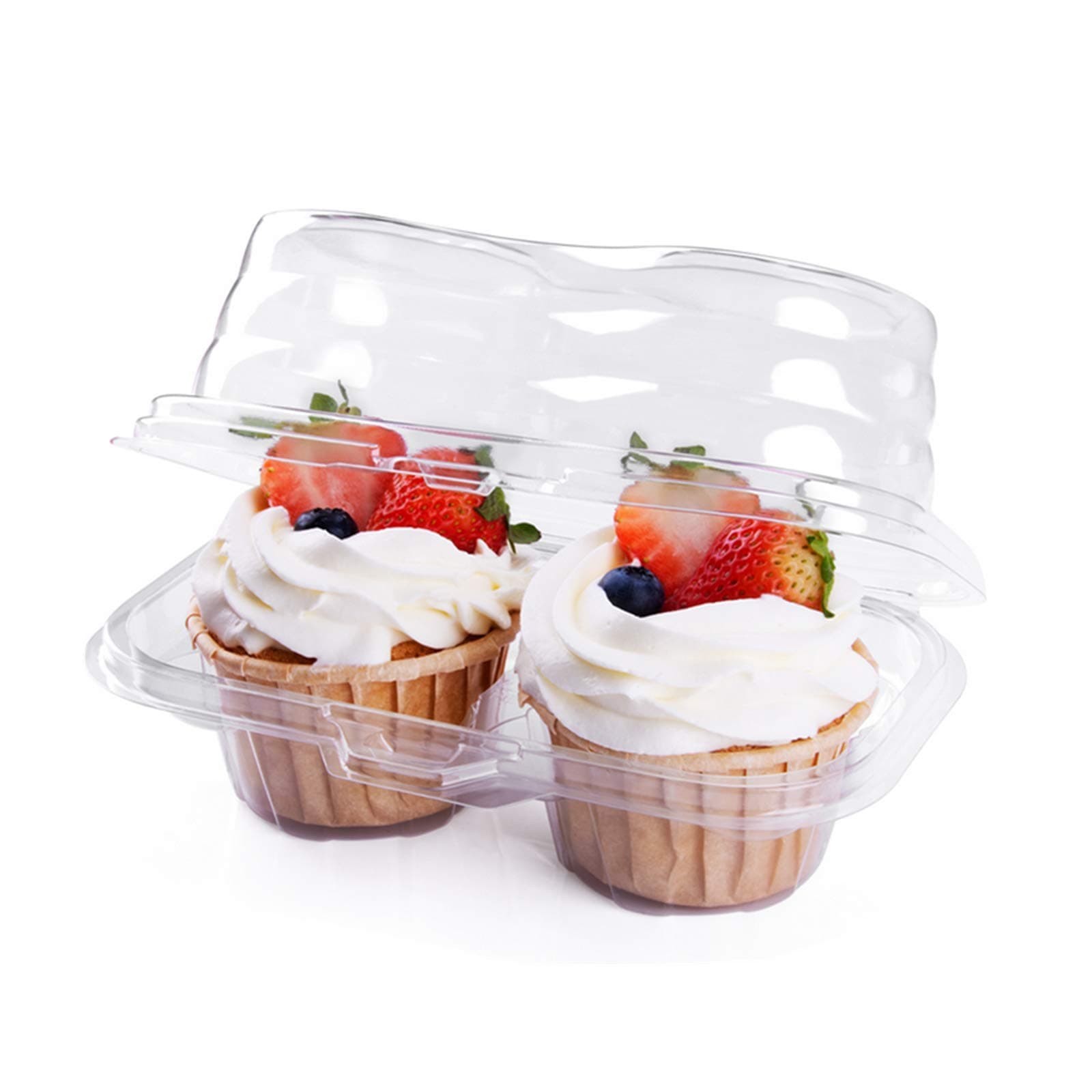 Leoyoubei Double Cupcake Container,2 Compartment Cupcake Container - Deep Cupcake Carrier Holder Box - Clear - Stackable - Clamshell Cupcake Container Ideal to Carry Cupcakes or Birthday Party (20)