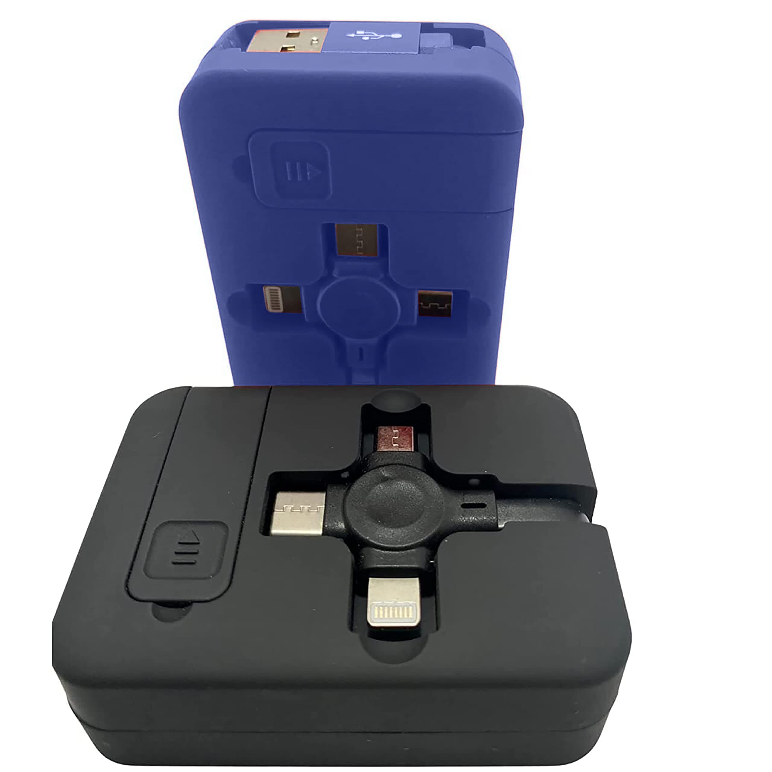 2 Pack Three in One Charging Cable Cord 3 in 1 Retractable Cord - USB Cable Fast Charger Compatible/Type-C/Micro/Compatible with Apple Compatible Android 3 Feet Cable