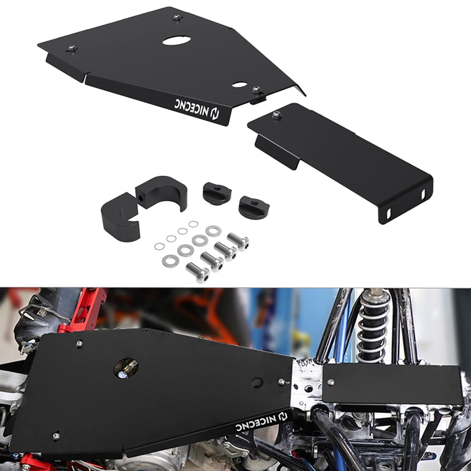 NICECNC Black Full Chassis Glide Skid Frame Guard Compatible with Yamaha Raptor 700 2006-2011 2013-2019 2020 2021 2022 2023/ Raptor 700R 2006-2008 2012-2018 2019 2020 2021 2022 2023