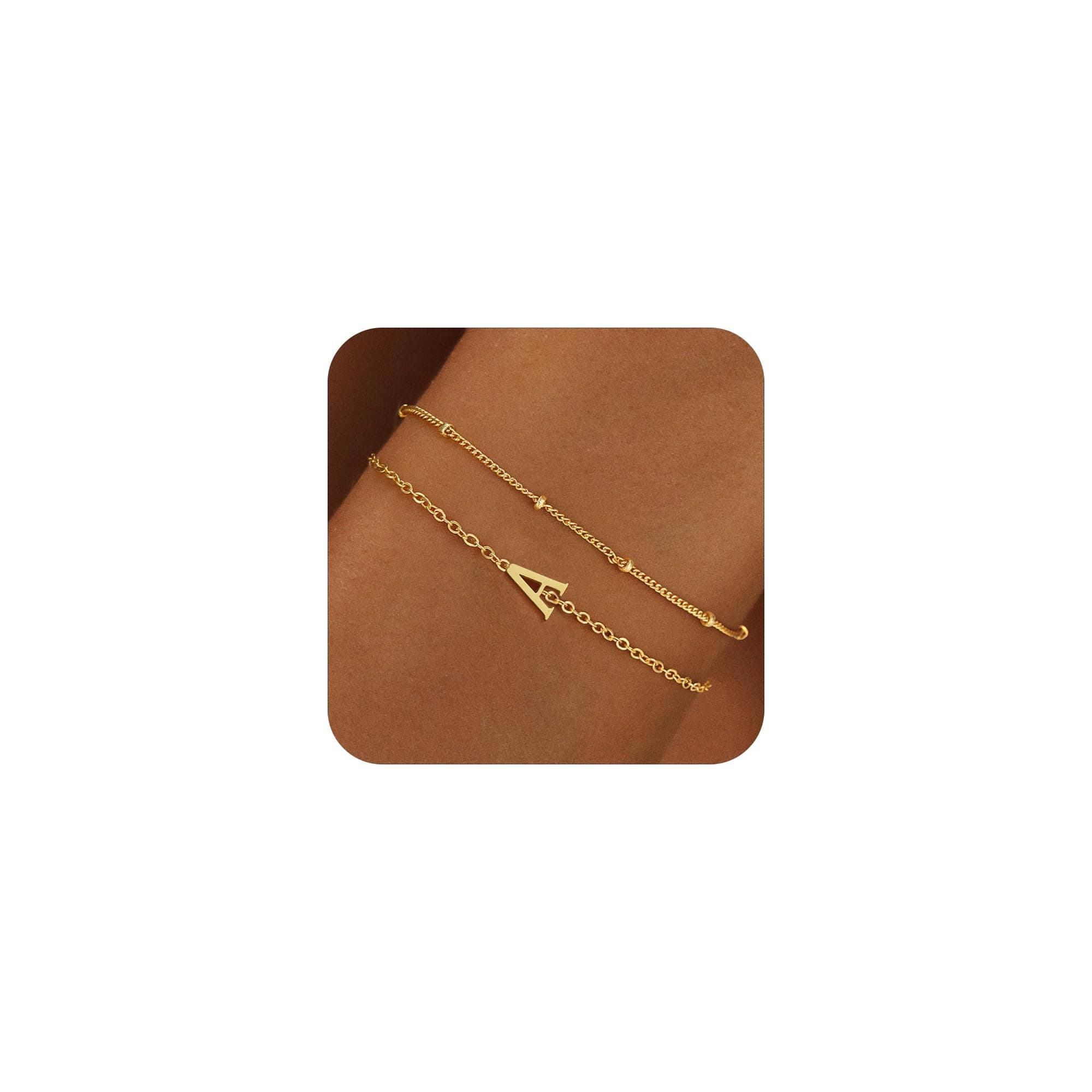 BAYLAY Gold Initial Bracelet for Women Trendy Jewelry - 18K Gold Plated Layered Letter Bracelet Dainty Gold Initial Charm Bracelet for Women Jewelry Gifts