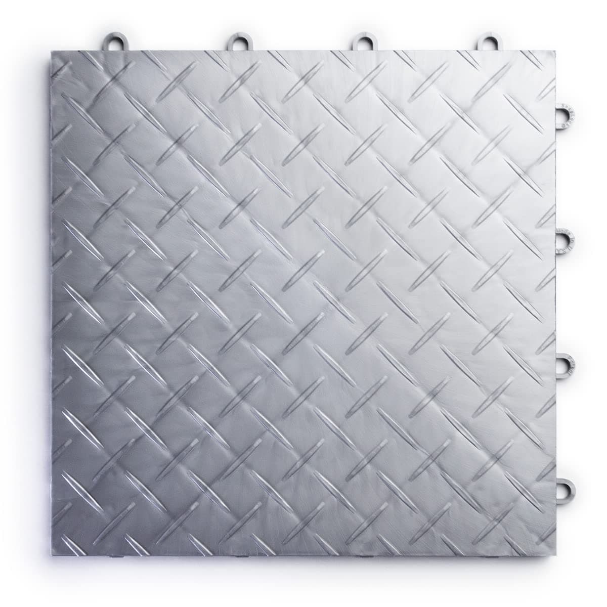 RaceDeck RD24ALLY Diamond Plate 24 Pack Durable Interlocking Modular Garage Flooring Tile, Alloy, Piece