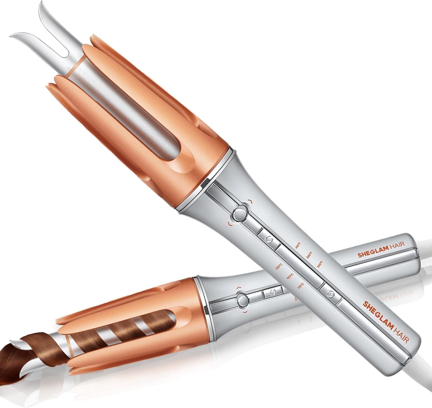 SHEGLAM Automatic Curling Iron 25mm / 1inch with Ceramic Coating, 3 Temperature Levels (170-210°C), Quick Heating Self Rotating Curler for Hair Styling (25mm)