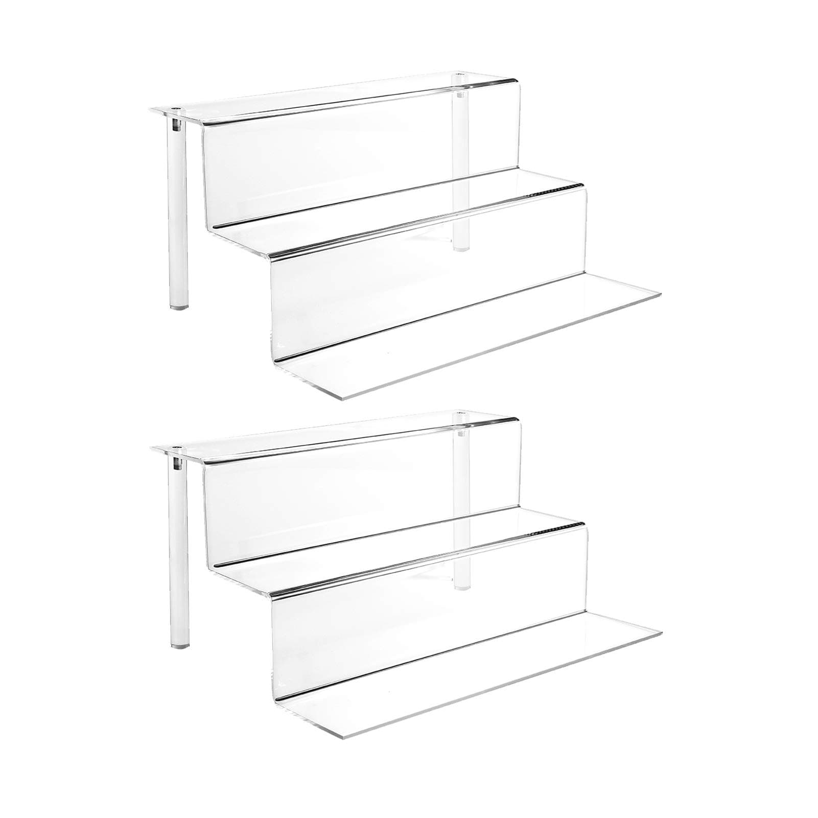 TOUGSTransparent Acrylic Riser Display Stand for POP Figures, 3-Step Acrylic Display Shelf for Cupcake, Dessert, Jewelry, Cosmetic and Craft Show - 12 x 8.5 Inch (2)