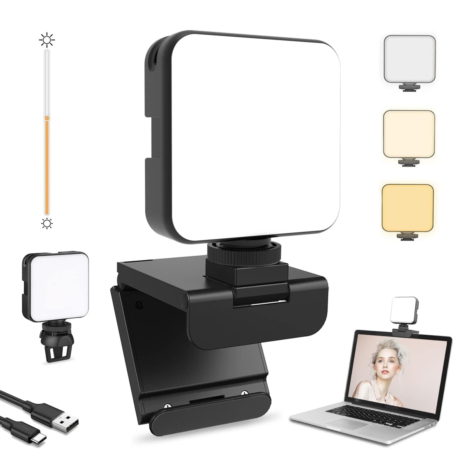 Glow Light for Streamers, Enhanced Video Conference Lighting Kit with Webcam Style Clip, Built-in Battery, Dimmable & Rechargeable, for Streaming, Photography, Vlogging