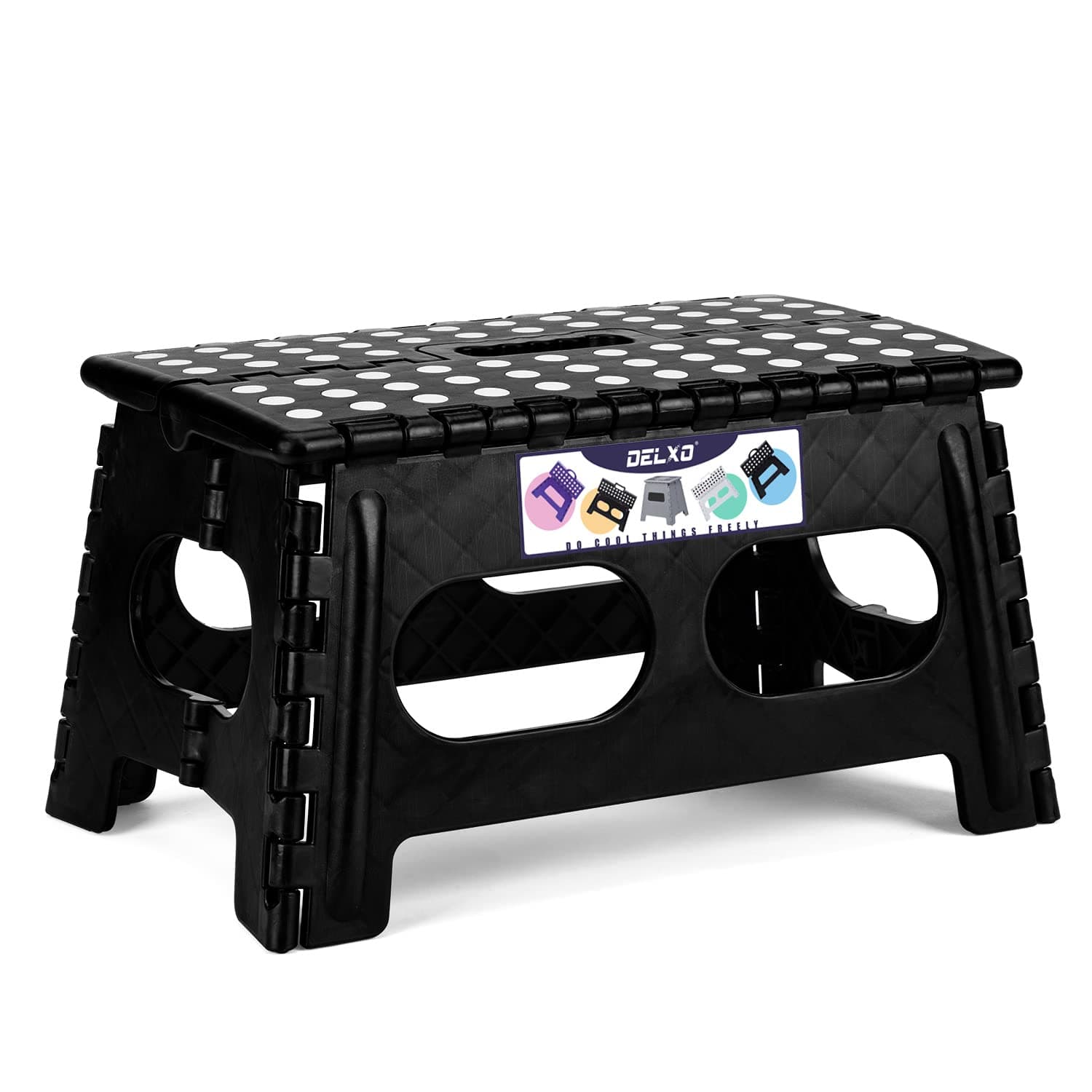 Delxo 9" Black Widen Folding Step Stool.