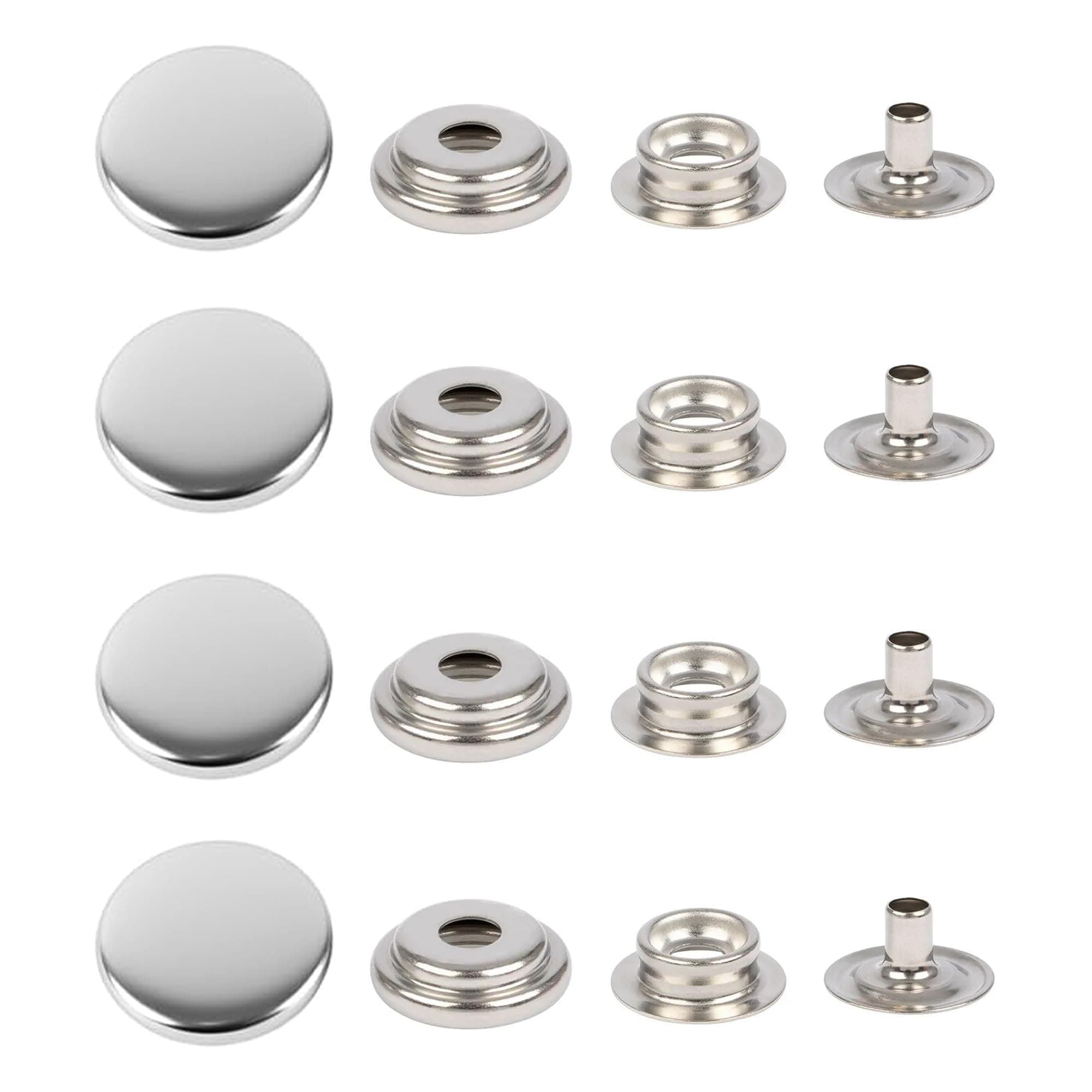 CRAFTMEMORE 50 Sets Silver Snap Fasteners Ring-Socket Press Studs for Jacket Bag Canvas Closures #201 VT47 (15mm (0.59"))