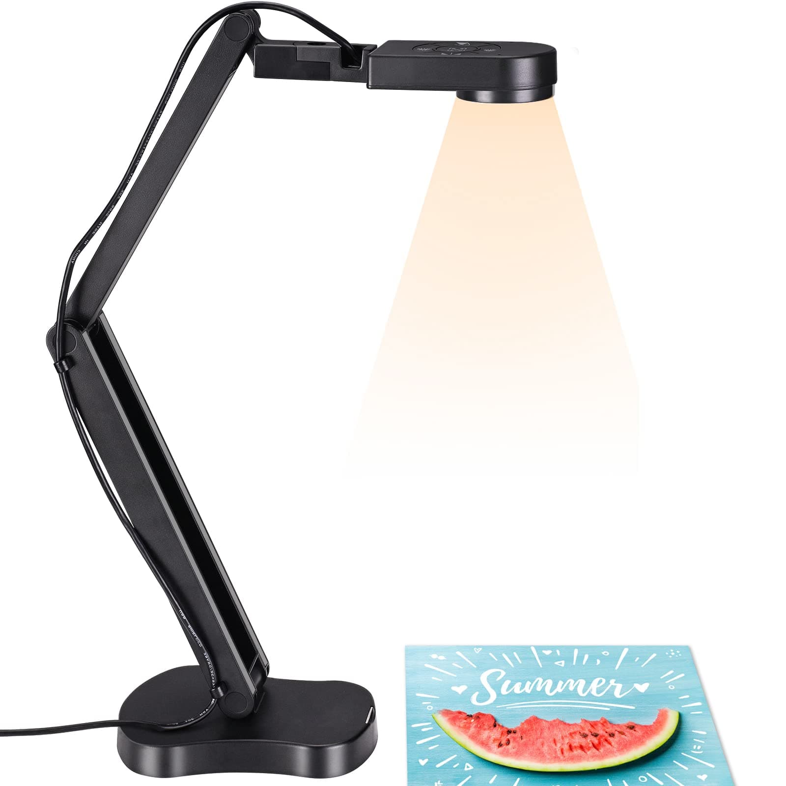 8MP Visualiser, USB Document Camera for Teaching/Classroom, 4K Overhead Camera with LED Light, Image Invert, Fold, Dual Mic for Mac, Windows, Zoom, OBS work for Online Art, Distance Learning