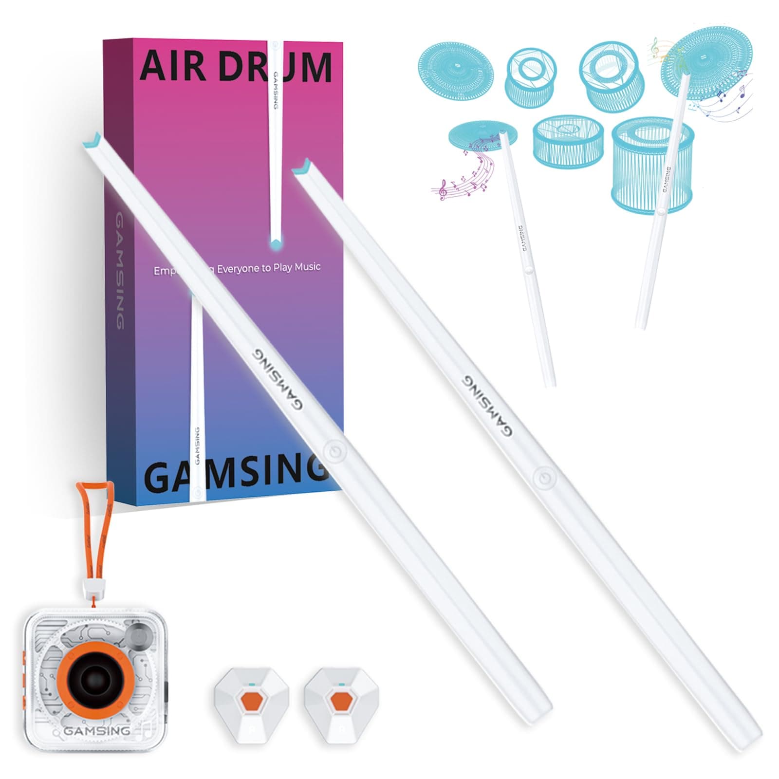 Electronic Drum Set - Portable Electric Air Drum Set With 3.5mm Input, Air Drumsticks Pedals Lessons & Games, Bag, Pedal, Lanyard - Gamsing Official Genuine