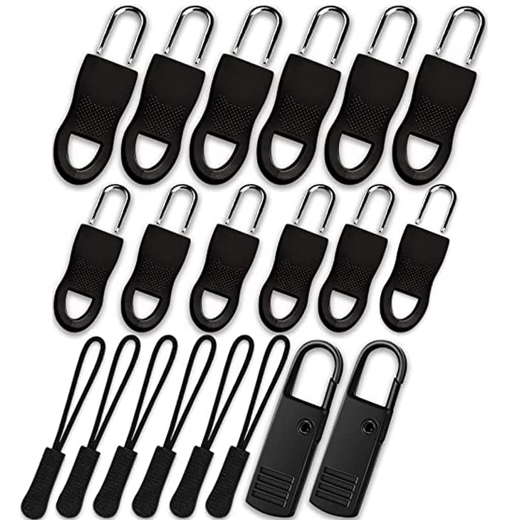 HASTHIP® 20pcs Zip Puller Zipper Pulls Replacement Kit, Universal Jacket Zipper Chain, Removable Zip Puller Tab for Bags, Purses, Luggage, Backpacks, Boots, Tents (3 Styles, 4 Sizes)