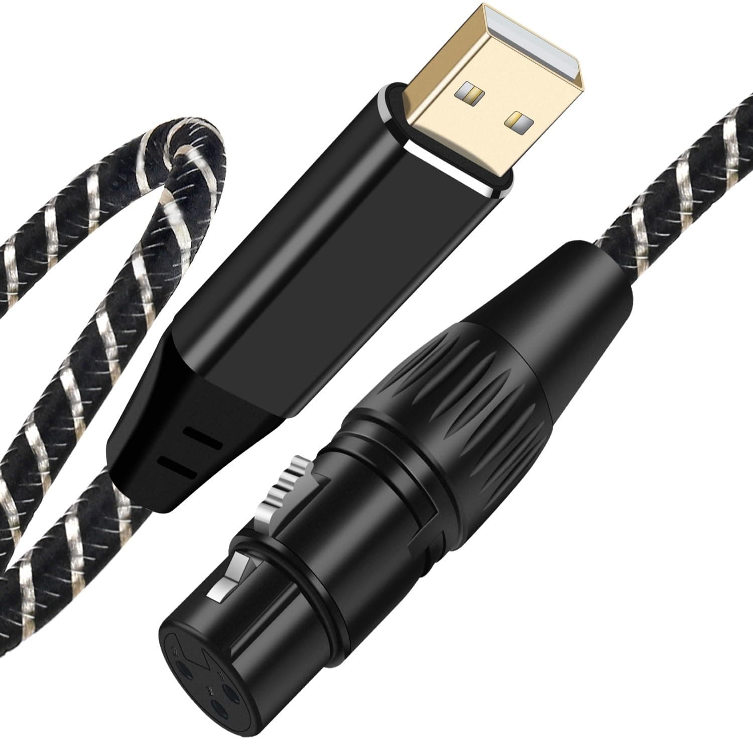 USB Microphone Cable,Upgraded XLR to USB-A Cable with 24bit/96KHz XLR Recording Cable for Podcasting Recording,Mic Adapter for PC, Laptop-2M/6.6FT