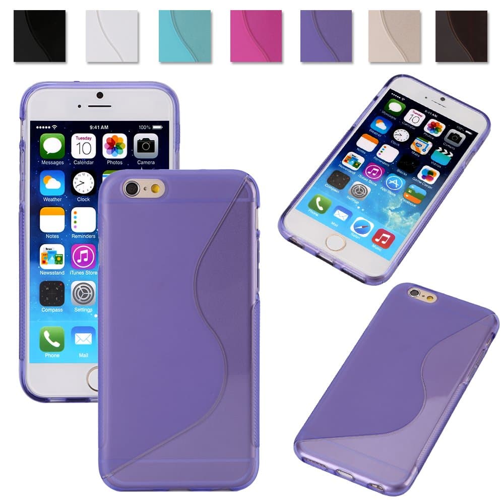 Grip Candy Shell Soft & Flexible TPU Snap-on Case for 2014 New Apple 4.7" iPhone 6 + Stylus + Screen Protector + Cleaning Cloth, Purple - BHK6004