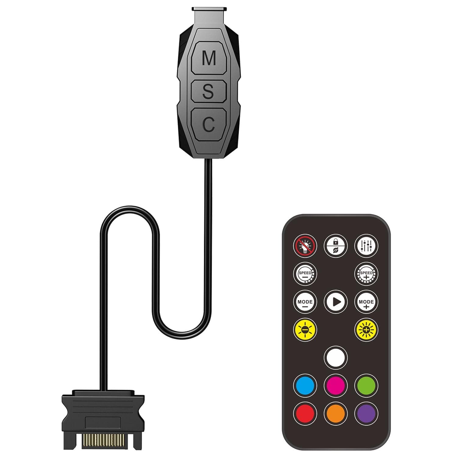 HECCOOLING ARGB Controller Kit 5V 3PIN Aura PC RGB Hub With SATA Power Supply and 17 Key Remote for Computer Fans