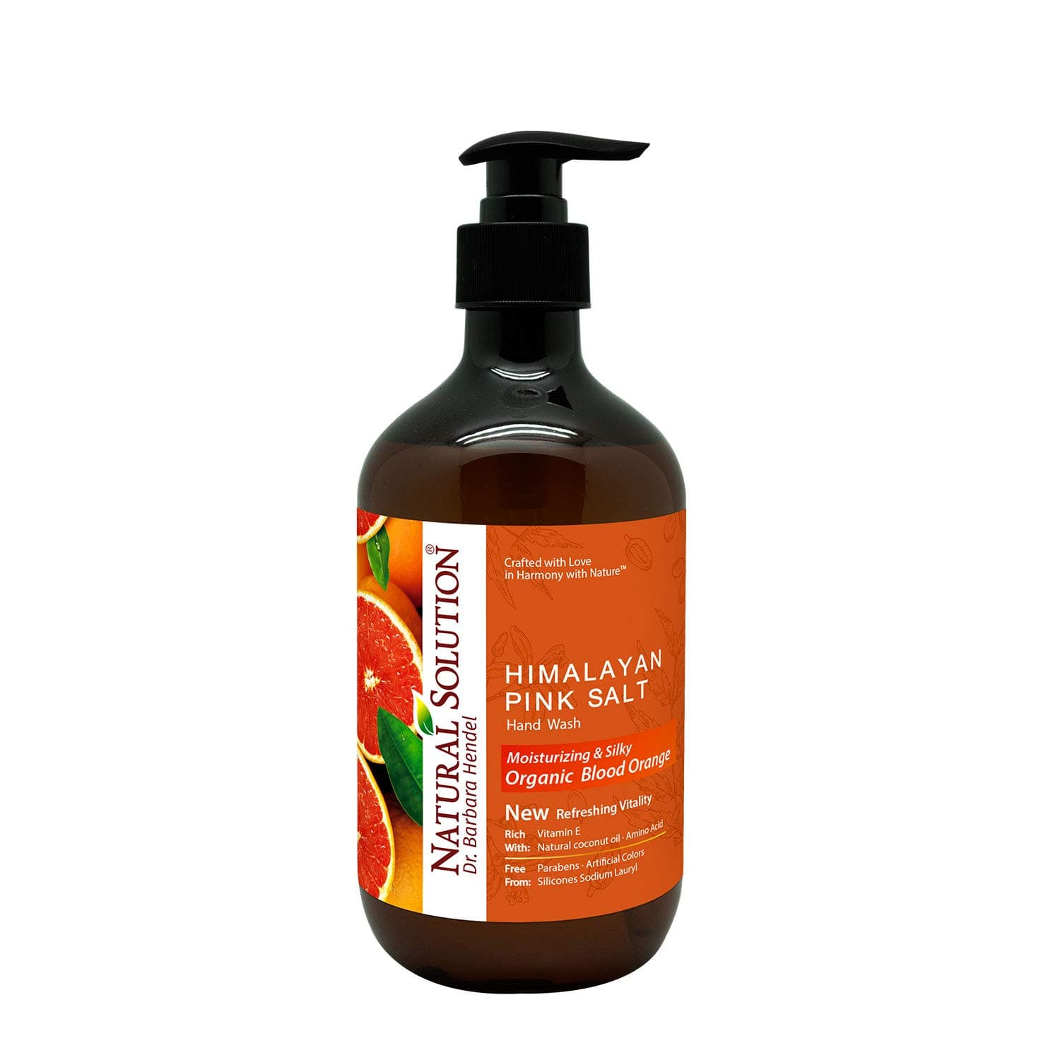 Natural Solution Himalayan Pink Salt Liquid Hand Soap,Moisturizing & Refreshing,Blood Orange - 14 oz