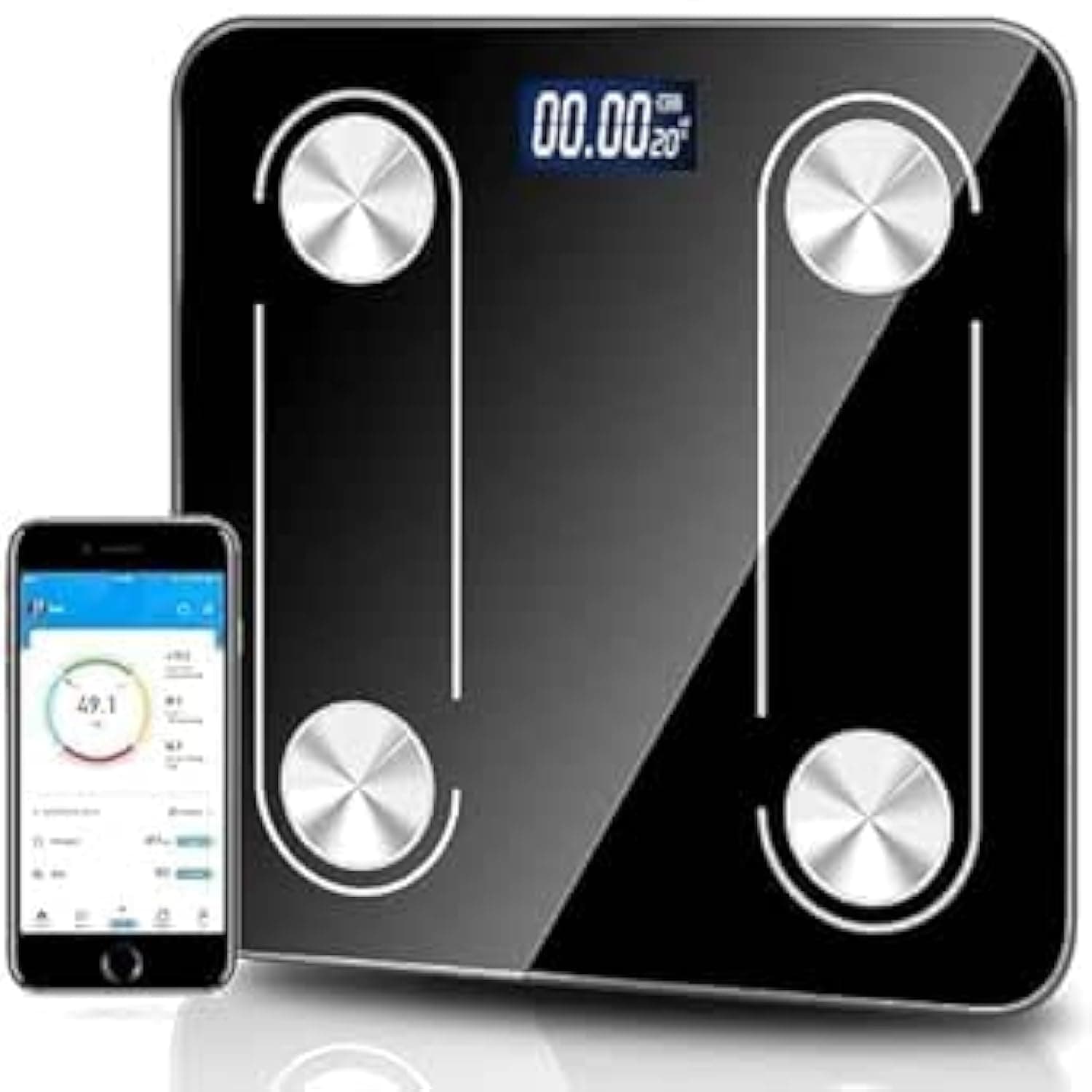 E3PRO Weight Scale With Bluetooth, Necomi Wireless Scale for Body Weight, Body Composition Analyzer with Smartphone App for 14 Key Body Indicators(BMI/Weight/Body Fat/Resting Heart Rate)